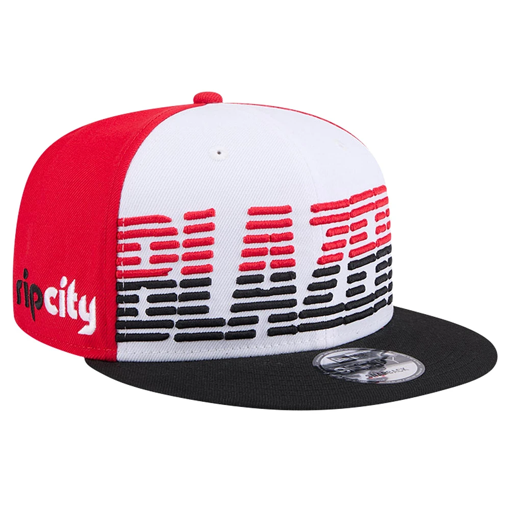 Casquette Snapback 9FIFTY Portland Trail Blazers Throwback Gradient Tech Font New Era pour hommes, blanc/noir