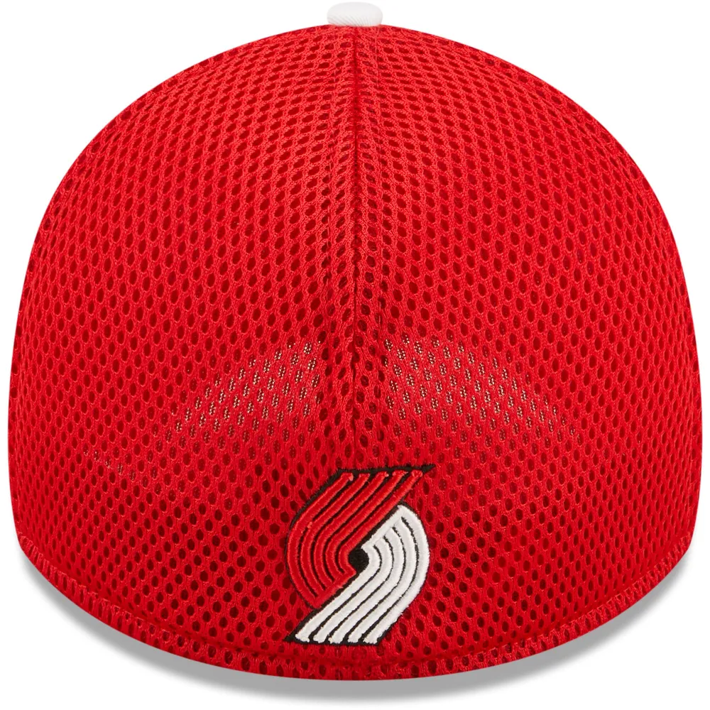 Men's New Era White/Red Portland Trail Blazers Large Logo 39THIRTY Flex Hat