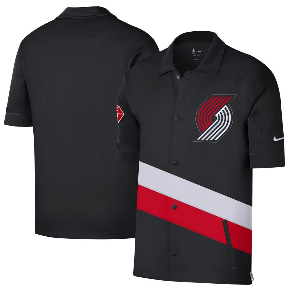 Men's Nike Black/Red Portland Trail Blazers 2021/22 City Edition Therma Flex Showtime Short Sleeve Full-Snap Collar Jacket