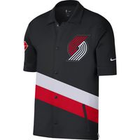 Men's Nike Black/Red Portland Trail Blazers 2021/22 City Edition Therma Flex Showtime Short Sleeve Full-Snap Collar Jacket