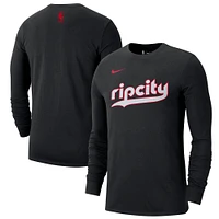 Men's Nike Black Portland Trail Blazers 2024/25 City Edition Essential Logo Long Sleeve T-Shirt