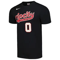 Men's Nike Damian Lillard Black Portland Trail Blazers 2023/24 City Edition Name & Number T-Shirt