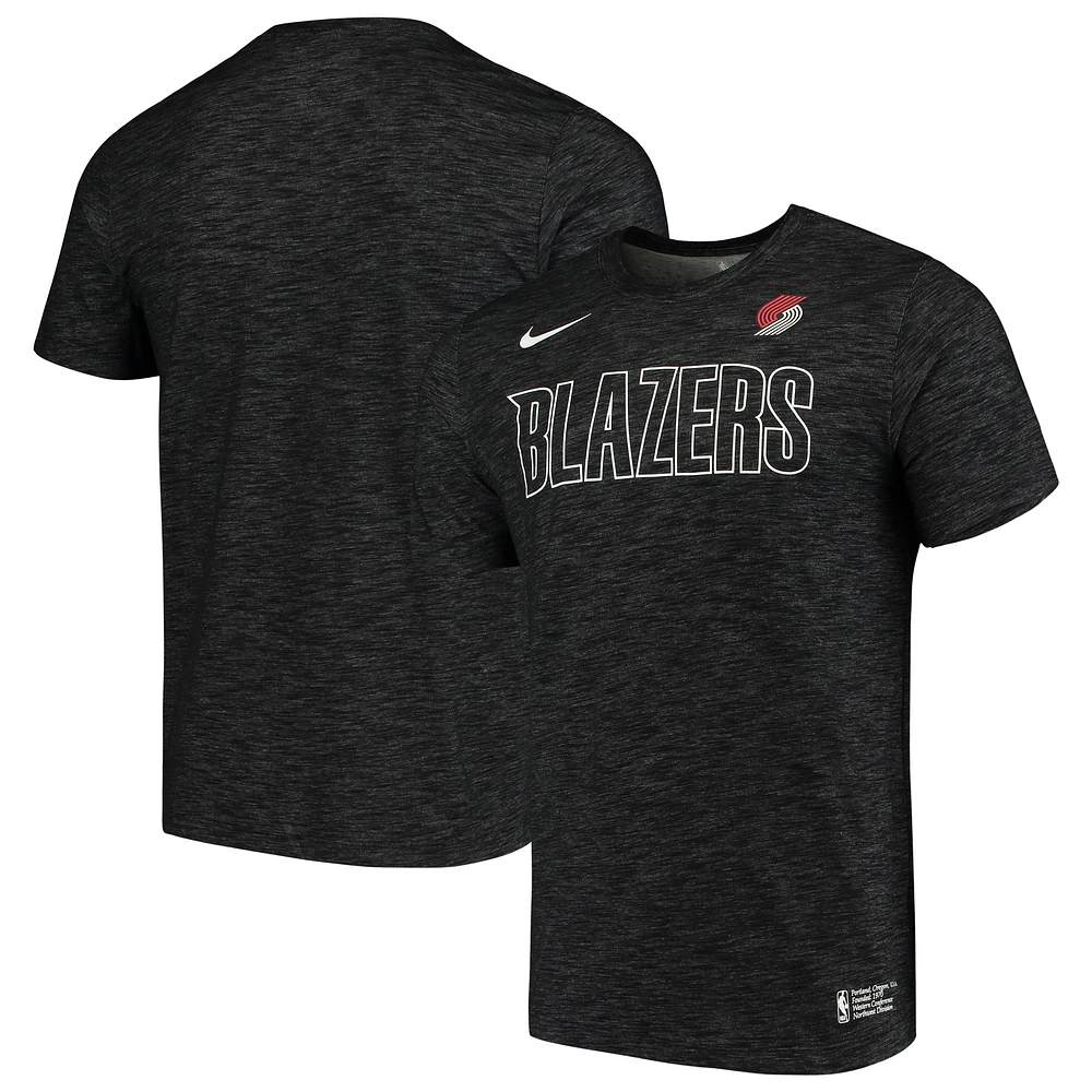 T-shirt Nike Portland Trail Blazers Essential Facility Performance noir chiné pour homme