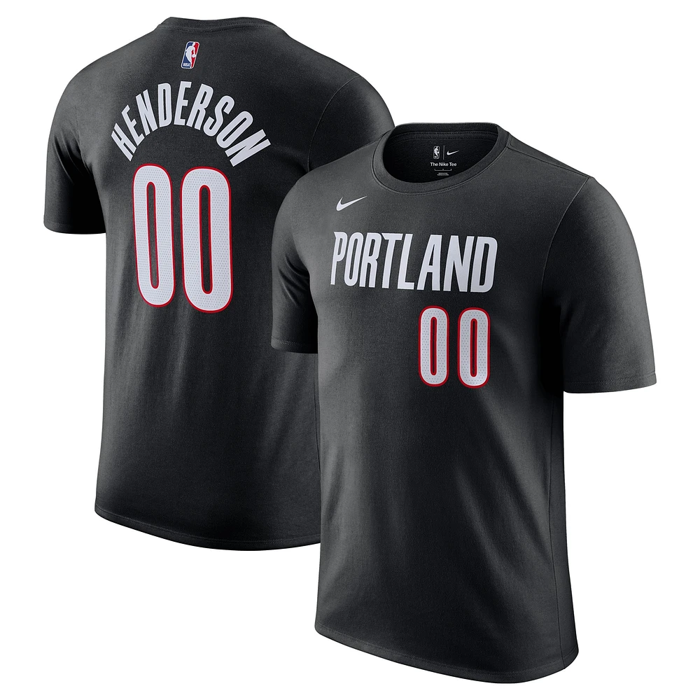 T-shirt Nike Scoot Henderson pour homme, noir, avec nom et numéro des Portland Trail Blazers Icon Edition