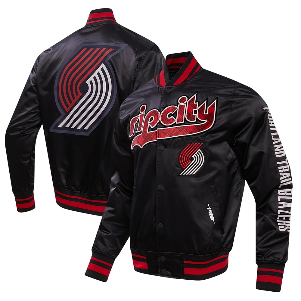 Veste à bouton-pression en satin Pro Standard pour hommes, noire, Portland Trail Blazers 2023/24 City Edition