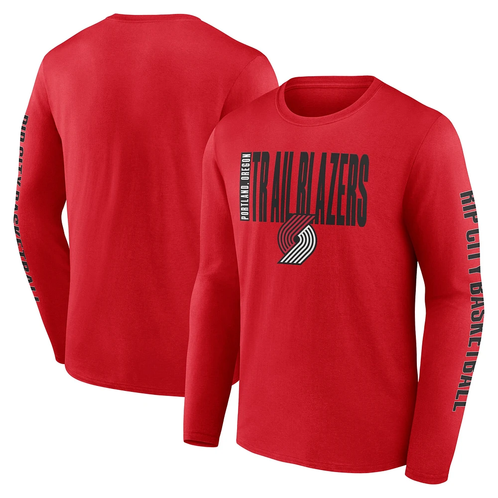 T-shirt à manches longues rouge Portland Trail Blazers Vision pour homme