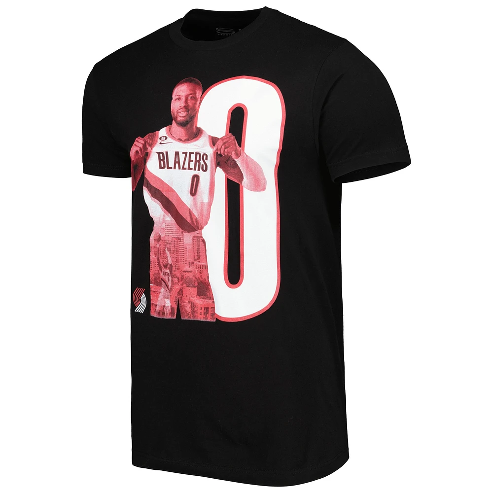 T-shirt pour homme Stadium Essentials Damian Lillard Noir Portland Trail Blazers Player Metro