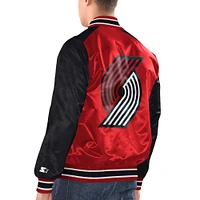 Veste universitaire à bouton-pression en satin Renegade Portland Trail Blazers Starter rouge/noir pour hommes