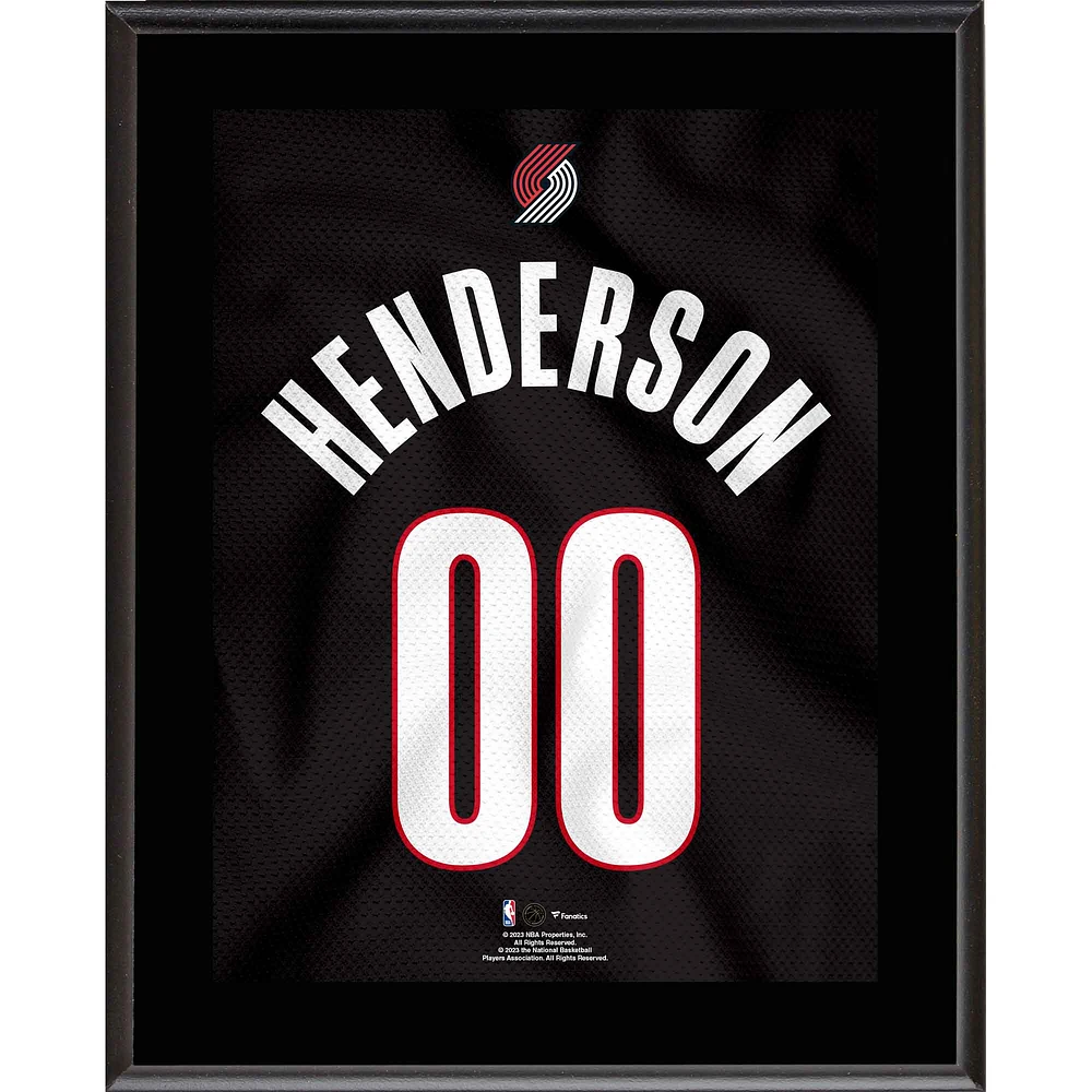 Scoot Henderson Portland Trail Blazers 10.5" x 13" #00 Black Jersey Sublimated Plaque