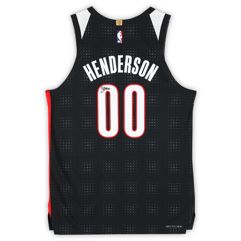Scoot Henderson Portland Trail Blazers Autographed Black Nike 2024-25 City Edition Authentic Jersey