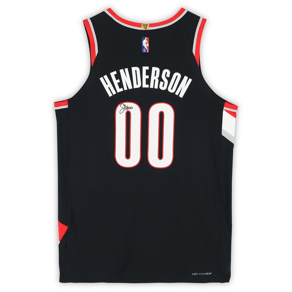 Scoot Henderson Portland Trail Blazers Autographed Black Nike Icon Edition Authentic Jersey