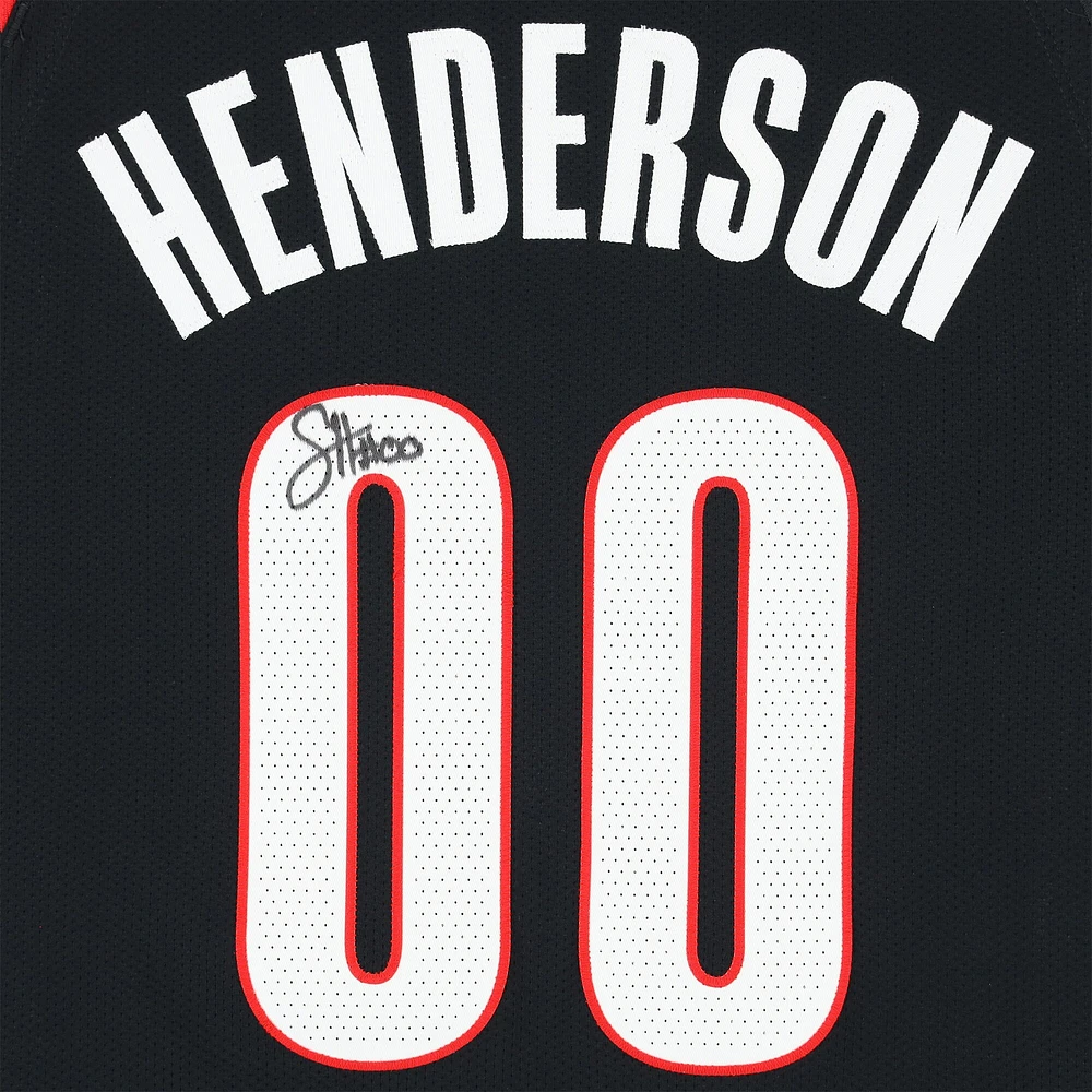 Scoot Henderson Portland Trail Blazers Autographed Black Nike Icon Edition Authentic Jersey