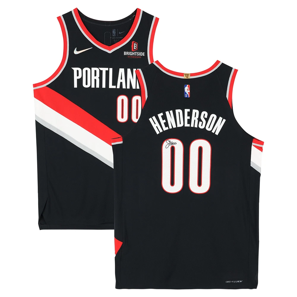 Scoot Henderson Portland Trail Blazers Autographed Black Nike Icon Edition Authentic Jersey