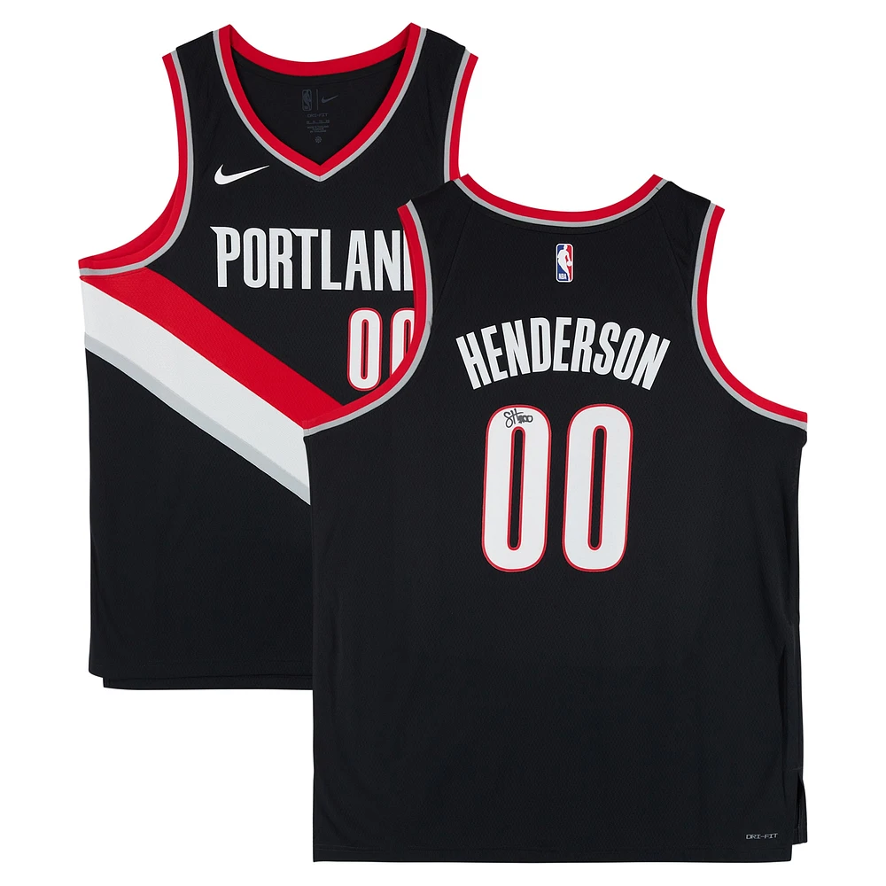 Scoot Henderson Portland Trail Blazers Autographed Black Nike Swingman Jersey