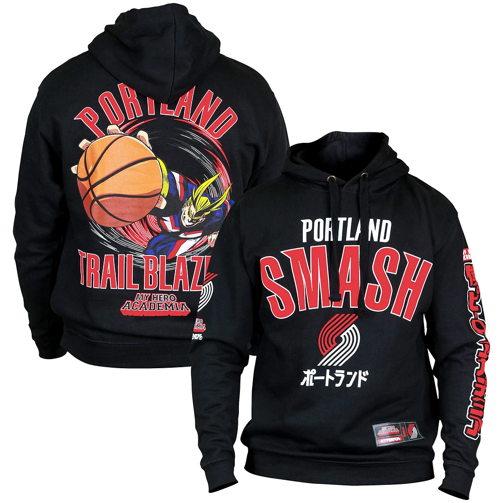 Unisex Hyperfly  Black Portland Trail Blazers NBA x My Hero Academia All Might Smash Pullover Hoodie