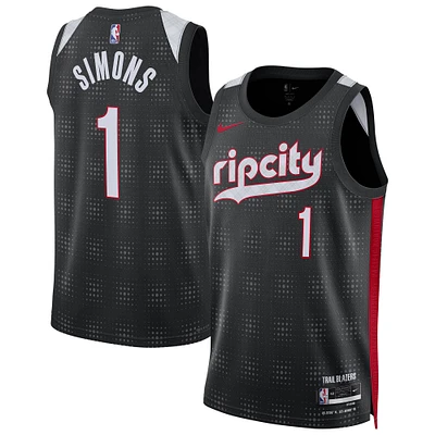 Maillot de joueur unisexe Nike Anfernee Simons Portland Trail Blazers Swingman 2024/25 noir - Édition City