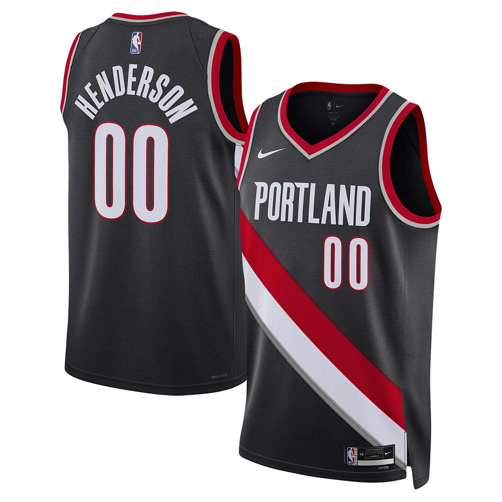 Unisex Nike Scoot Henderson Black Portland Trail Blazers 2023 NBA Draft Swingman Jersey - Icon Edition