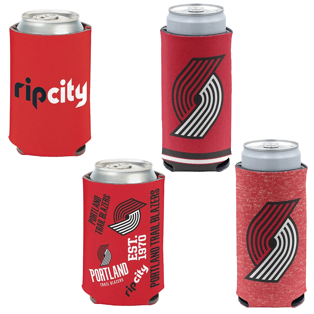 WinCraft Portland Trail Blazers paquet de 4 12oz. Ensemble refroidisseur de canettes et de canettes minces