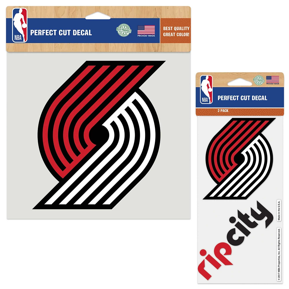 Lot de trois feuilles de décalcomanies WinCraft Portland Trail Blazers Perfect Cut