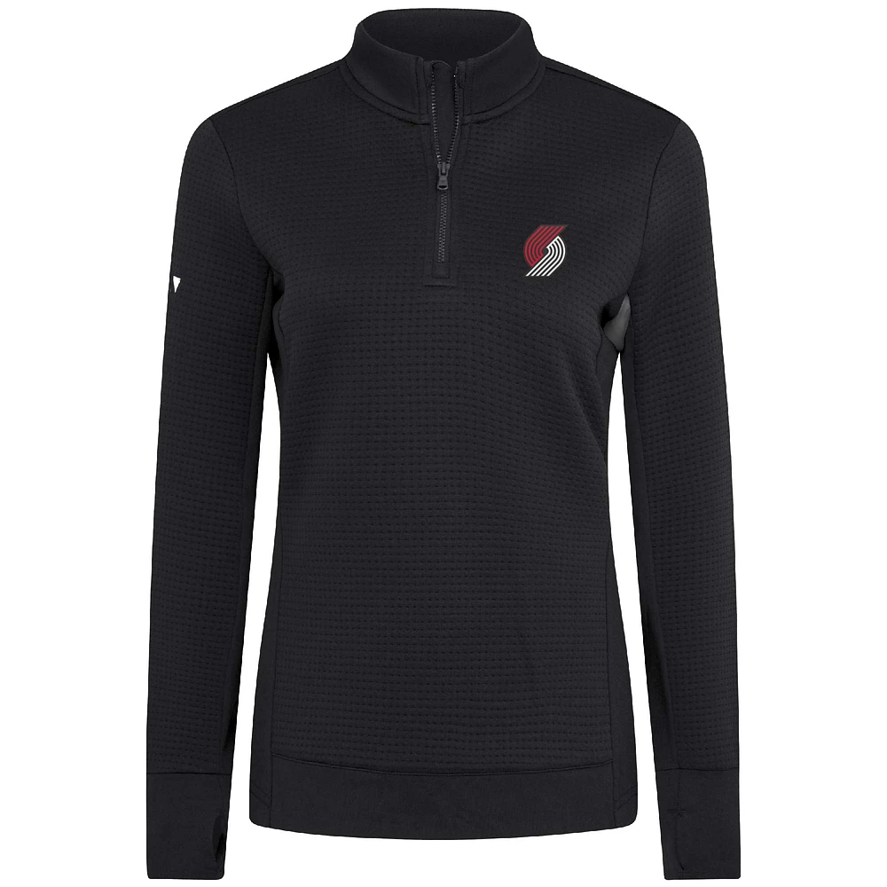 Women's Levelwear  Black Portland Trail Blazers Cushion Quarter-Zip Pullover