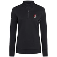 Women's Levelwear  Black Portland Trail Blazers Cushion Quarter-Zip Pullover