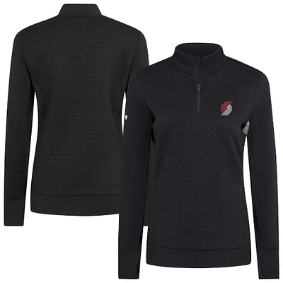 Women's Levelwear  Black Portland Trail Blazers Cushion Quarter-Zip Pullover
