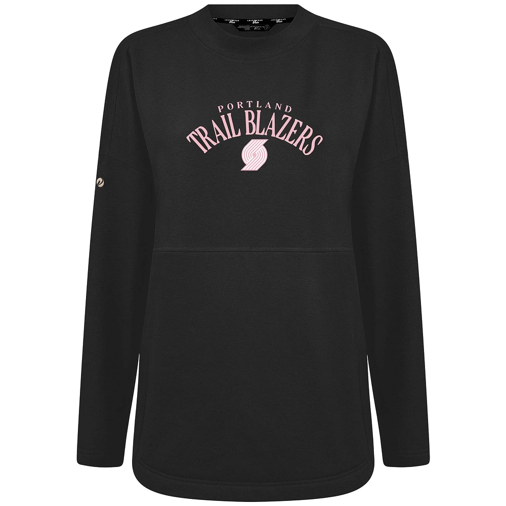 Women's Levelwear  Black Portland Trail Blazers Mother's Day Beaudry Arched Pullover Sweatshirt