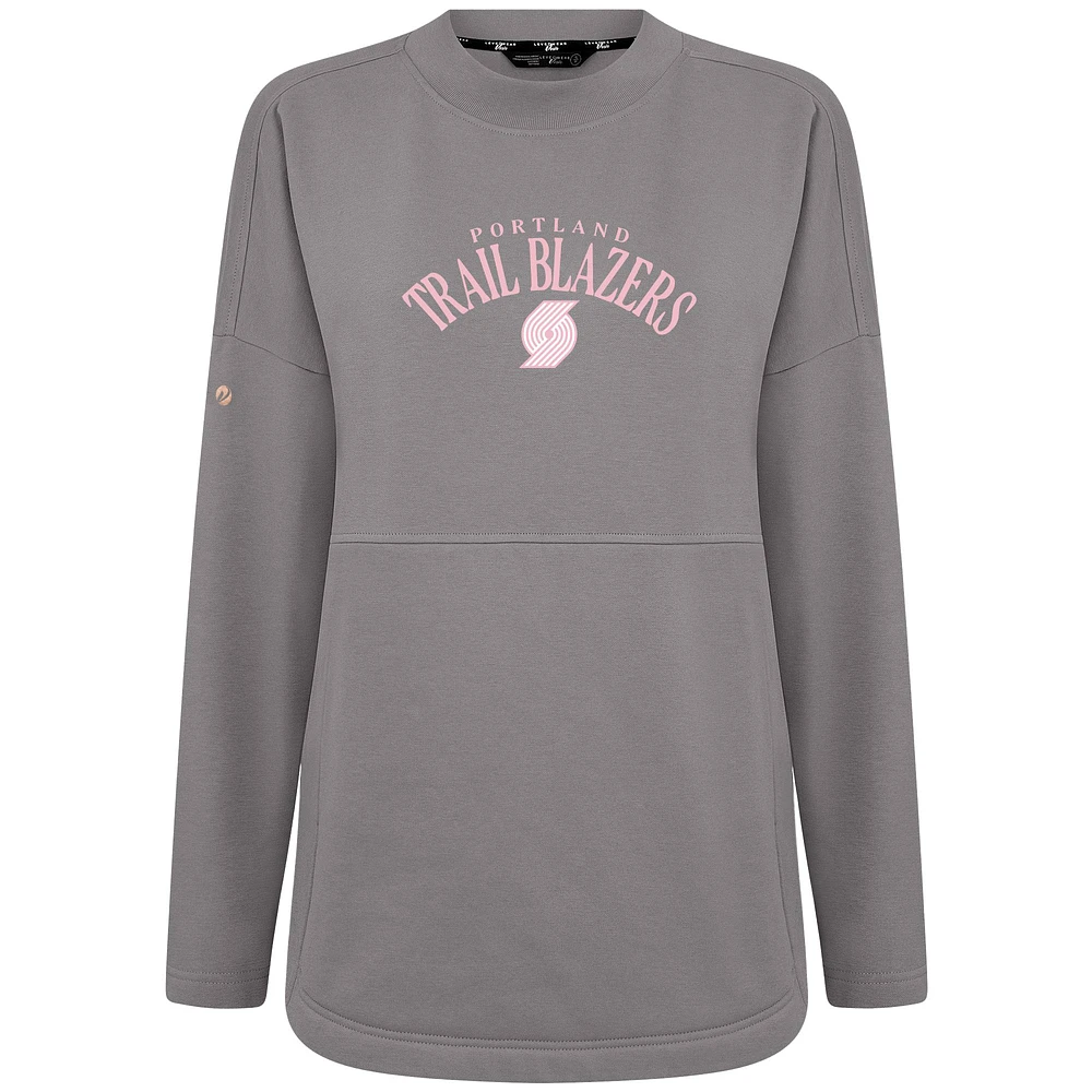 Sweat-shirt à col roulé cintré Beaudry des Portland Trail Blazers pour femme de Levelwear, gris
