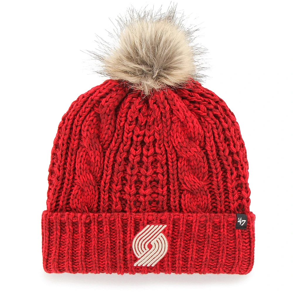 Women's '47 Red Portland Trail Blazers Meeko Cuffed Knit Hat with Pom