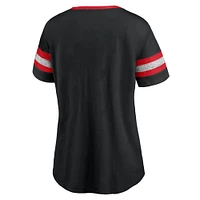 Women's Fanatics Black/Heathered Gray Portland Trail Blazers Block Party Striped Sleeve T-Shirt