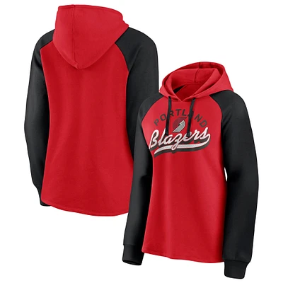 Women's Fanatics Red/Black Portland Trail Blazers Record Holder Raglan Pullover Hoodie