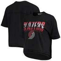 Women's Junk Food Black Portland Trail Blazers Gradient Crop Top