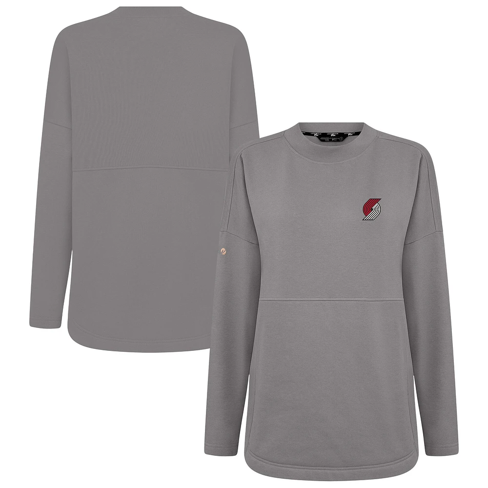 Women's Levelwear Gray Portland Trail Blazers Beaudry Pullover Sweatshirt
