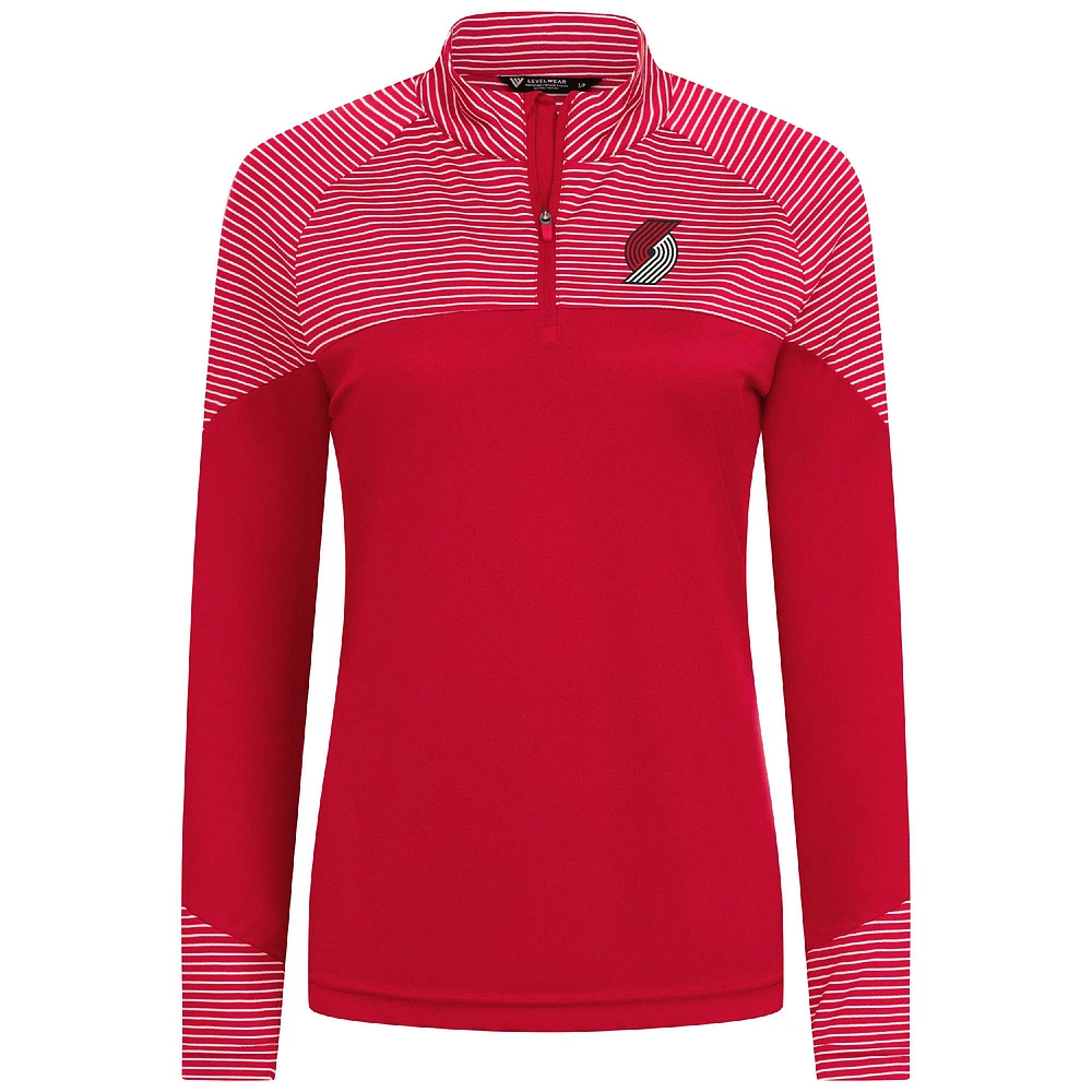 Haut à glissière quart de tour rouge rayures classiques des Portland Trail Blazers pour femme Levelwear