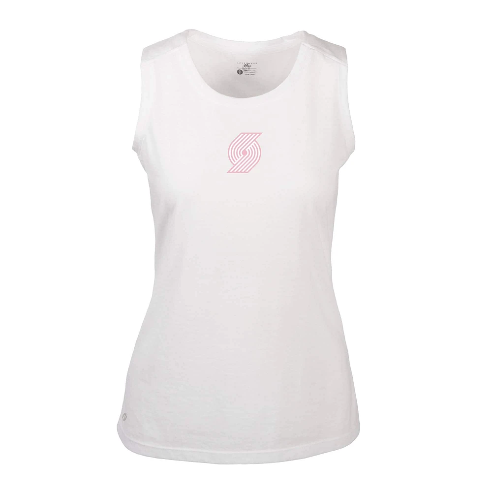 Women's Levelwear  White Portland Trail Blazers Mother's Day Macy Core Logo Tank Top