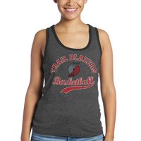 Women's Majestic Threads Damian Lillard Black Portland Trail Blazers Name and Number Tri-Blend Tank Top