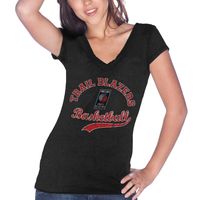 Women's Majestic Threads Damian Lillard Black Portland Trail Blazers Name & Number Tri-Blend V-Neck T-Shirt