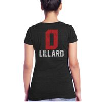 Women's Majestic Threads Damian Lillard Black Portland Trail Blazers Name & Number Tri-Blend V-Neck T-Shirt