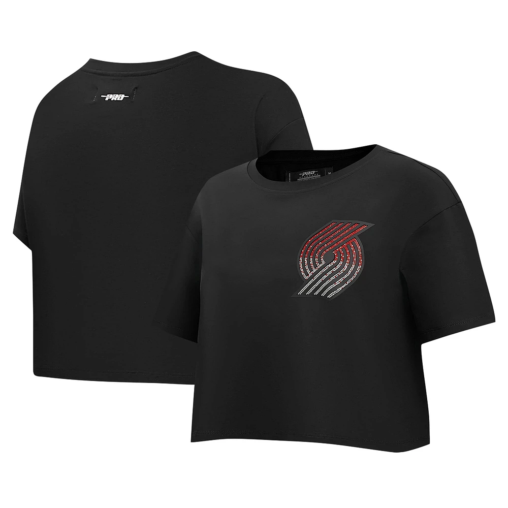 T-shirt court et boxy noir Pro Standard pour femme des Portland Trail Blazers Jewels