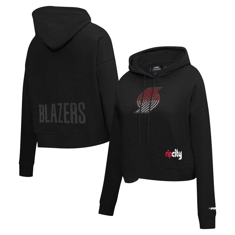 Sweat à capuche court noir Pro Standard pour femme Portland Trail Blazers Jewels