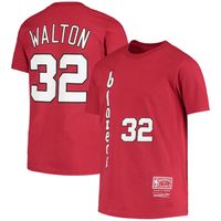 Youth Bill Walton Red Portland Trail Blazers Hardwood Classics Name & Number T-Shirt