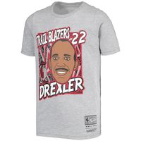 Youth Mitchell & Ness Clyde Drexler Gray Portland Trail Blazers Hardwood Classics King of the Court Player T-Shirt