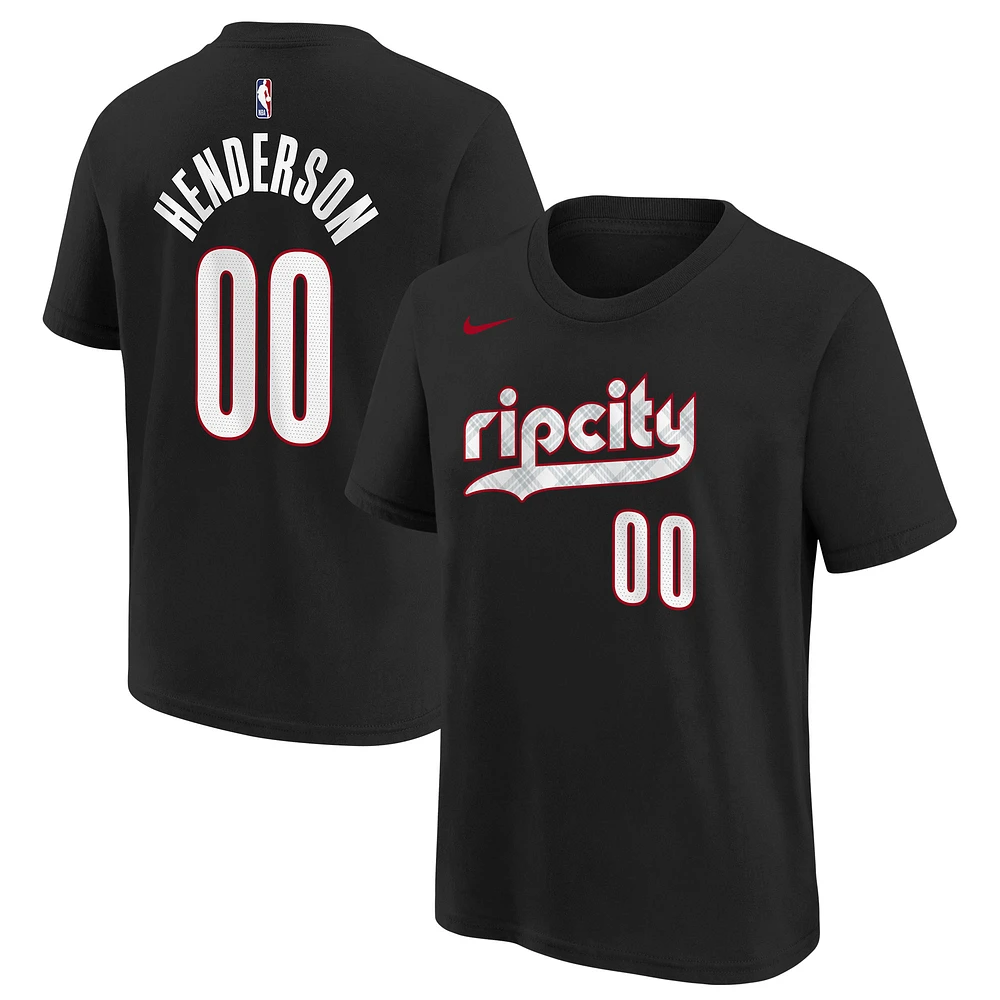 Youth Nike Scoot Henderson Black Portland Trail Blazers 2024/25 City Edition Name & Number T-Shirt