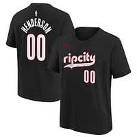 T-shirt Nike Scoot Henderson pour jeune Portland Trail Blazers 2024/25 City Edition avec nom et numéro Noir