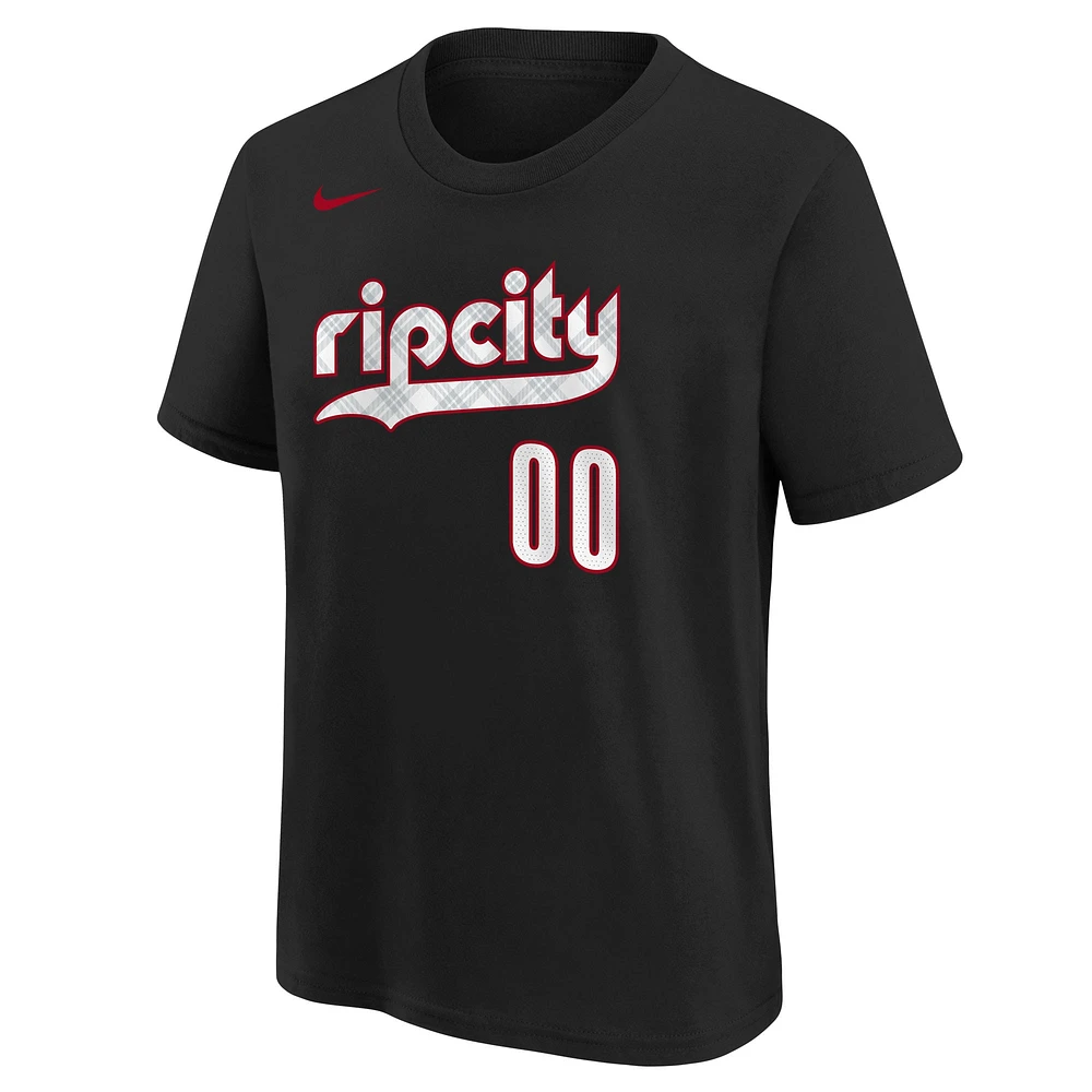 T-shirt Nike Scoot Henderson pour jeune Portland Trail Blazers 2024/25 City Edition avec nom et numéro Noir