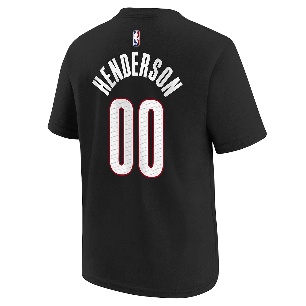 T-shirt Nike Scoot Henderson pour jeune Portland Trail Blazers 2024/25 City Edition avec nom et numéro Noir