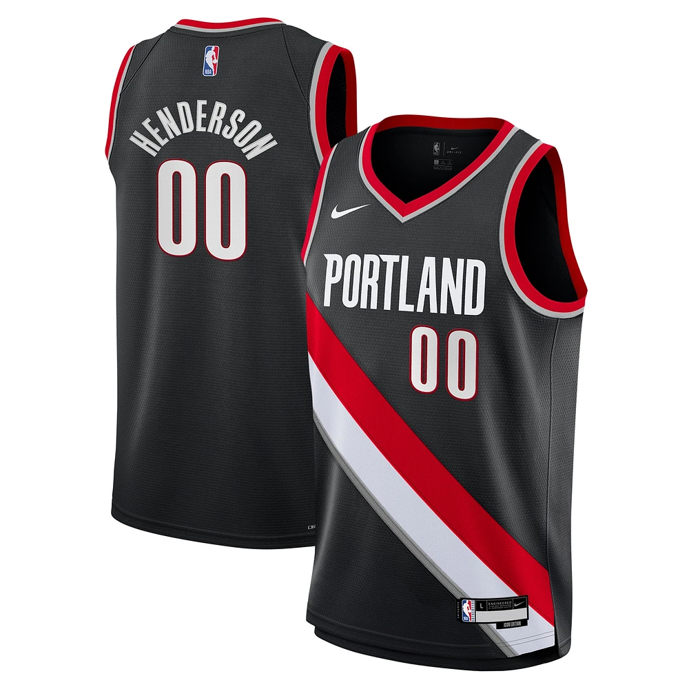 Youth Nike Scoot Henderson Black Portland Trail Blazers Swingman Jersey - Icon Edition