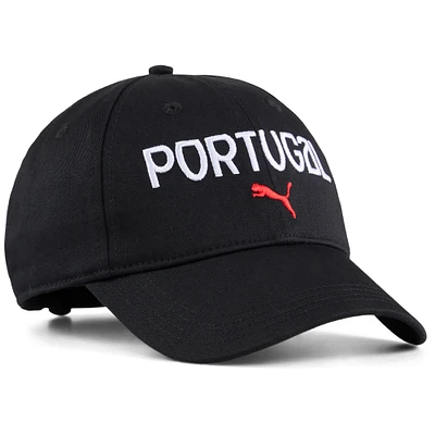 Casquette ajustable unisexe Puma noire pour supporter de l'équipe nationale du Portugal
