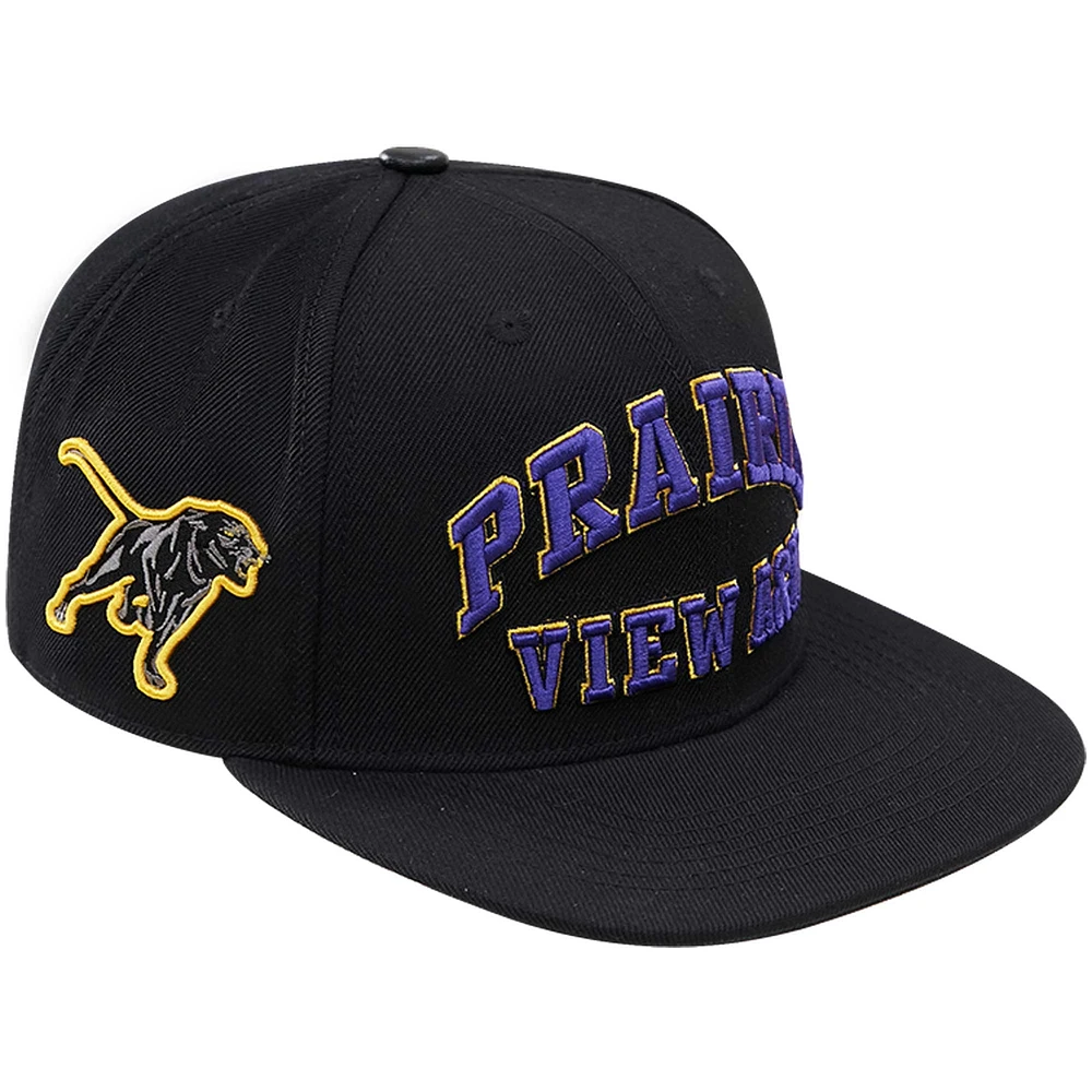 Men's Pro Standard Black Prairie View A&M Panthers Arch Over Logo Snapback Hat