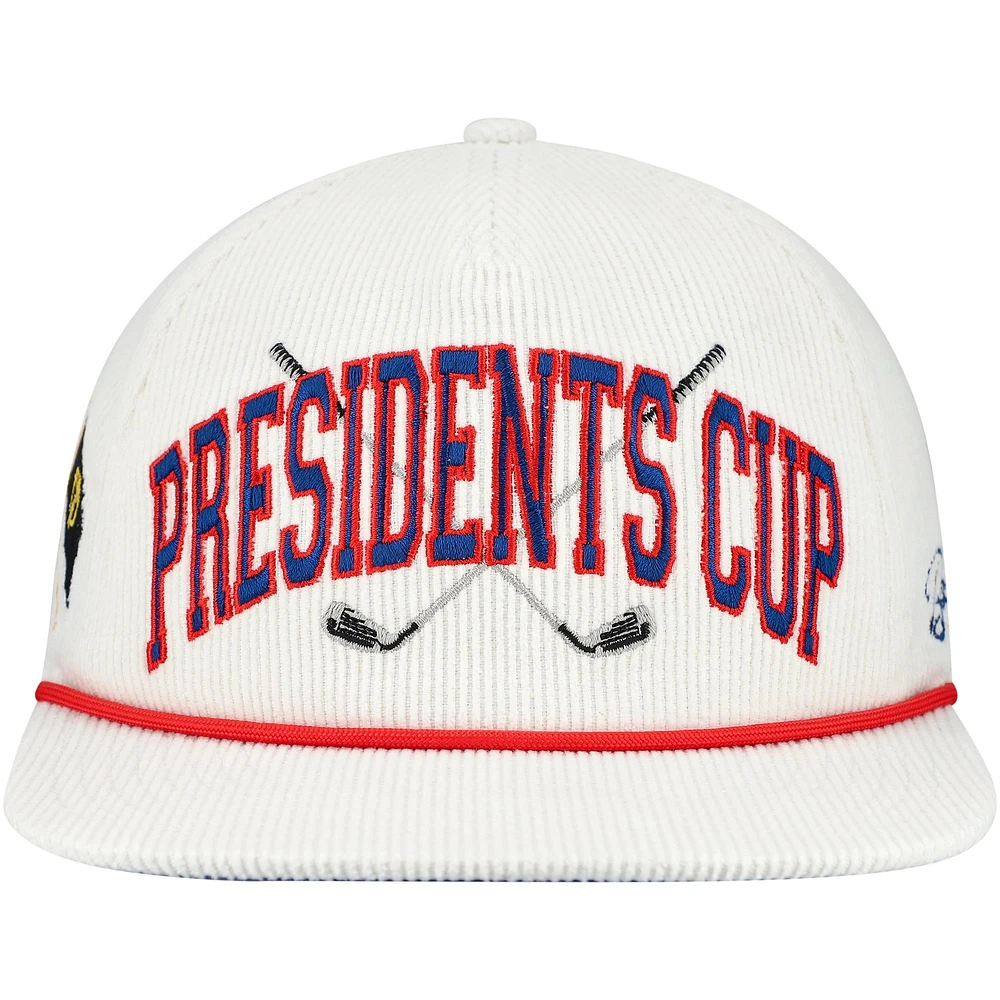 Men's Barstool Golf  Cream Presidents Cup Corduroy Coachella Snapback Hat